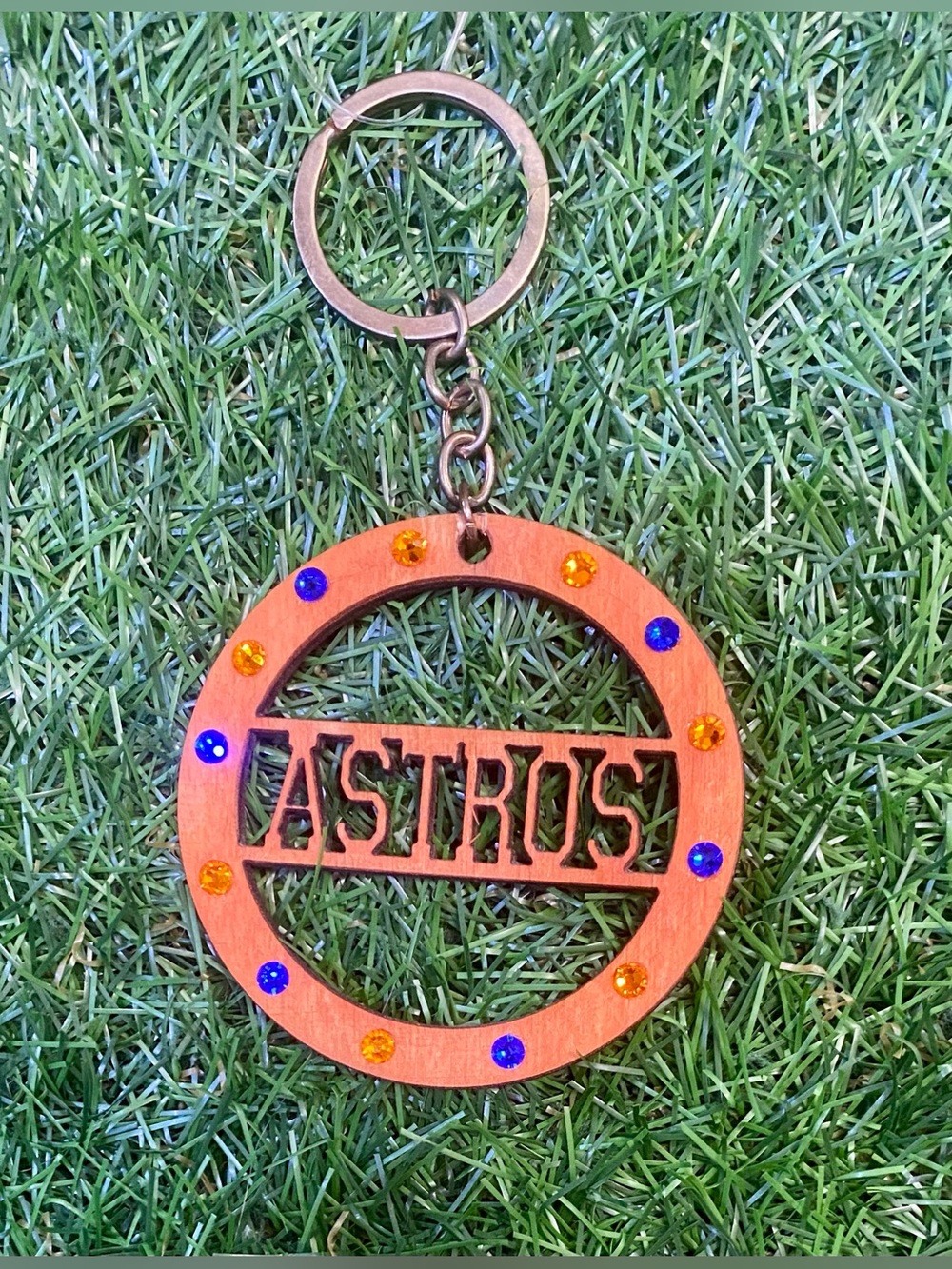 BRAND NEW WITH TAGS Astros Rhinestone Wooden Keychain